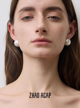 ZHAO ACAP原创设计野百合与迷迭香浮雕半球耳钉
