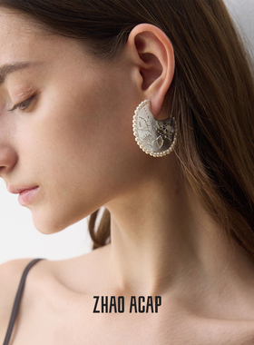 ZHAO ACAP原创设计莳萝青金石/珍珠耳钉