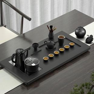 天然整块乌金石茶盘电磁炉一体轻奢简约功夫茶具整套家用茶台茶海