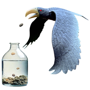 仿真乌鸦喝水幼儿园儿童认知益智玩具公开课教具鸟类老鸹动物模型