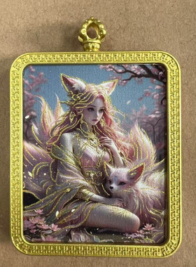 手绘描金画布唐卡金色嘎乌盒随身