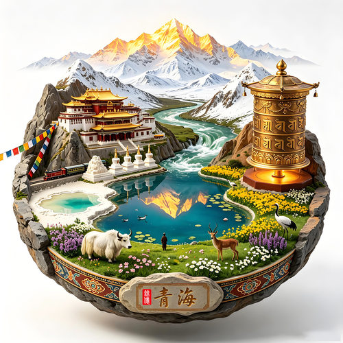 青海湖金属冰箱贴茶卡盐湖塔尔寺