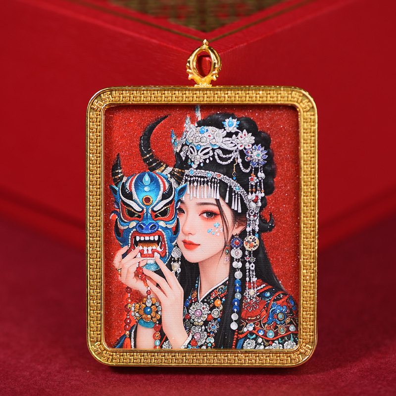 西藏特色唐卡卡扎西德勒合金描金