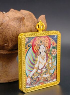 单面描金白度母4x5八宝莲花万字