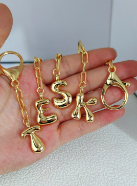 项链热销18K真金保色泡泡字母钥