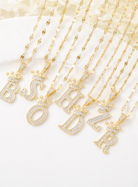 热卖铜微镶锆石镀18k真金皇冠字