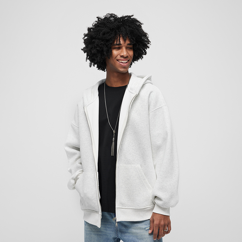 GTRG日系基础款重磅连帽休闲厚棉潮流宽松街头百搭运动风开衫外套