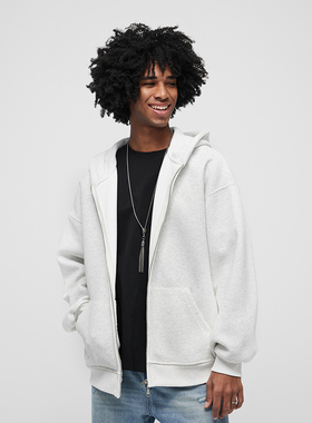 GTRG日系基础款重磅连帽休闲厚棉潮流宽松街头百搭运动风开衫外套