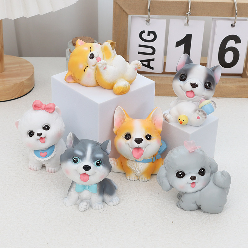 萌宠小狗摆件可爱柴犬柯基博美房间办公桌面治愈装饰儿童朋友礼物