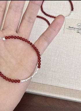 百搭礼物轻奢精致可气质本命年手串调节银子碎简约女小众手链红