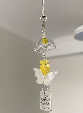 小花挂链黄色包包挂件钥匙扣相机手机挂件挂饰手机链ccd可爱diy