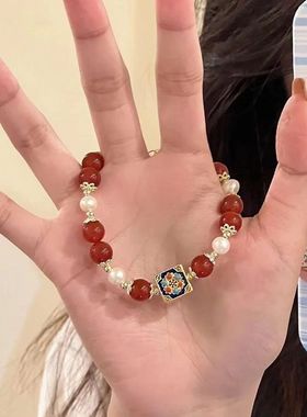 ins手串仿红玛轻奢女百搭甜美好运手链气质小众甜美气质设计