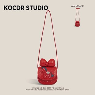 2026新款女童可爱斜挎包卡通蝴蝶结小马新年红包女孩压岁钱单肩包