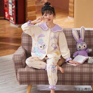女童睡衣儿童春秋长袖纯棉薄款套装小女孩公主洋气大童卡通家居服