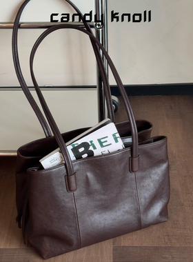 复古高级感植鞣皮托特包2025秋冬大容量通勤包慵懒风单肩腋下包