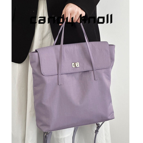 通勤风翻盖双肩背包女