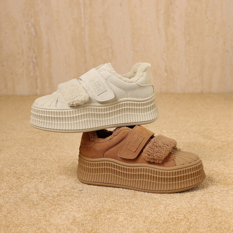 ZHR则则厚底加绒休闲鞋女2025秋冬新款羊羔毛保暖鞋冬季雪地棉鞋