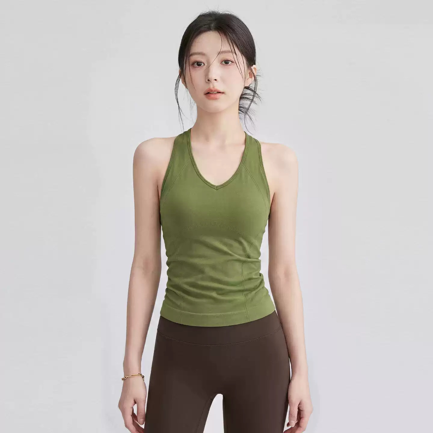 一体式工字瑜伽服夏运动背心女防震聚拢健身文胸跑步训练运动内衣