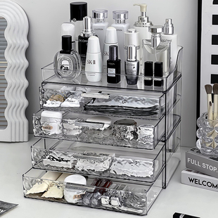 速发化妆品收容盒大面量防尘抽屉式透明桌纳高级感梳妆台亚克力置