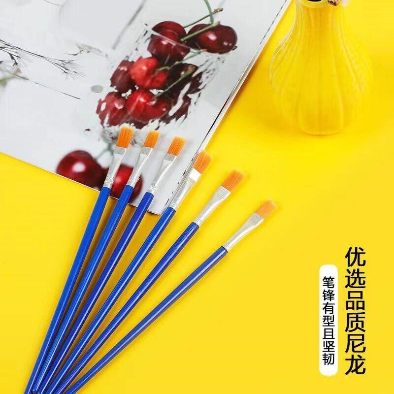 速发蓝杆尼龙毛扁平头油画排笔水粉水彩笔工业油漆儿童丙烯画美术