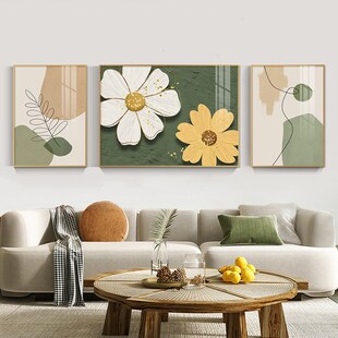 速发小清新客厅装饰画兰约三联画莫简迪墙墙沙发背景画挂画