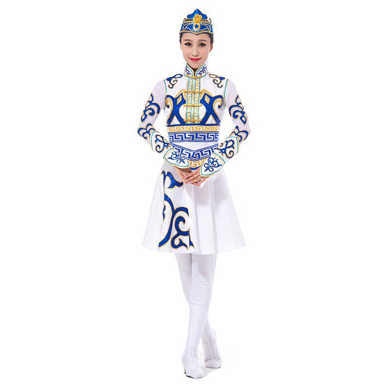 速发艺考蒙古舞服装演出服白色经典剧目舞台装内蒙古大草原蒙袍