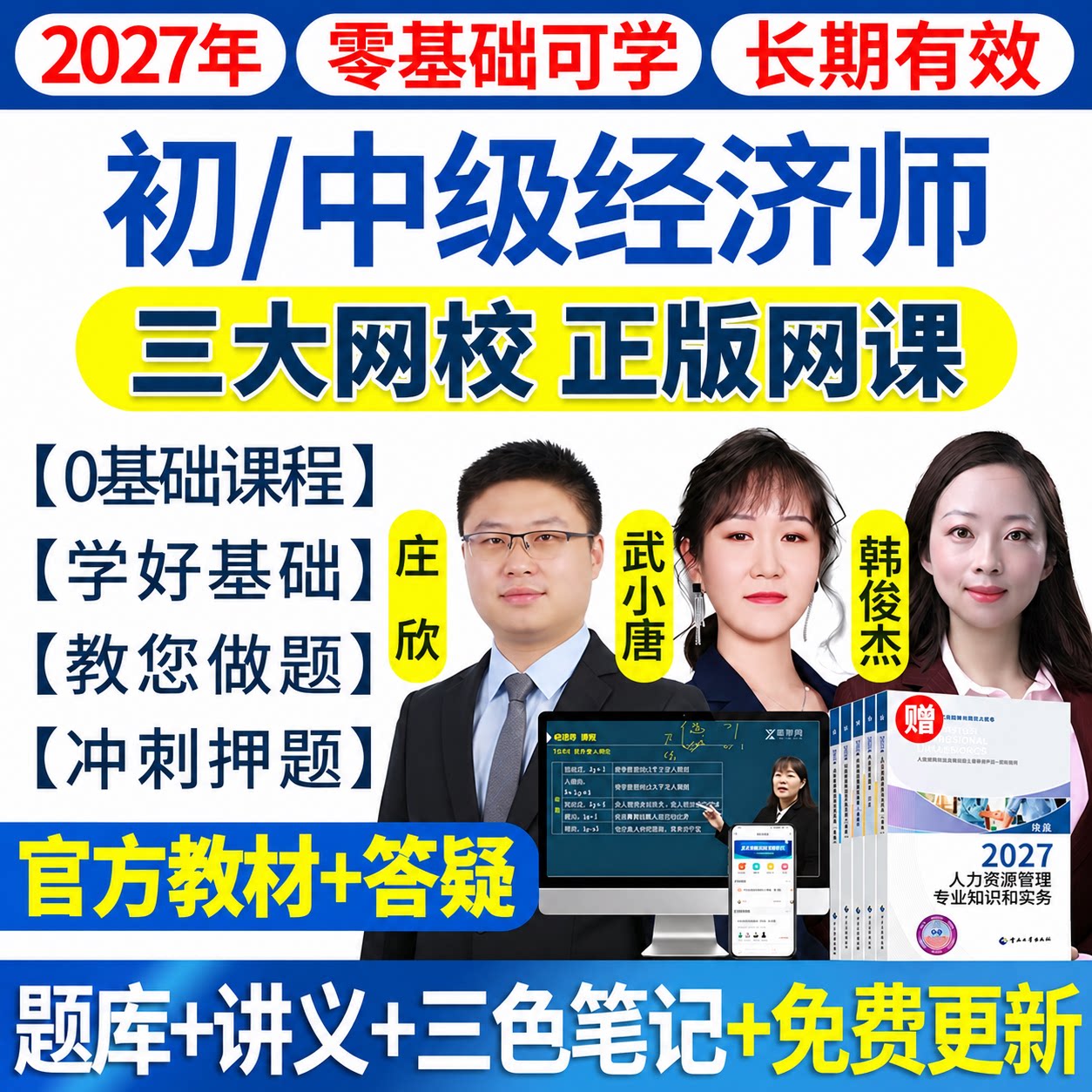 2027年初中级经济师网课历年真题视频官方教材人力工商金融武小唐