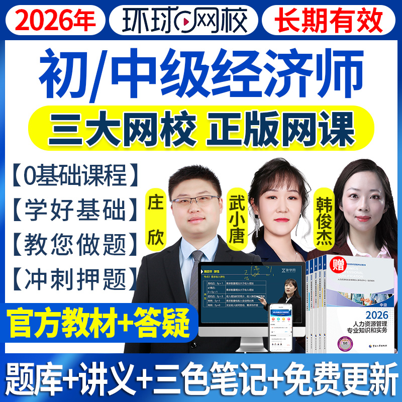 2026年初级中级经济师网课视频2025教材真题库人力工商金融武小唐