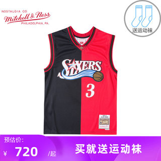 Mitchell Ness复古篮球服时尚潮流NBA76人队艾弗森球衣男运动背心