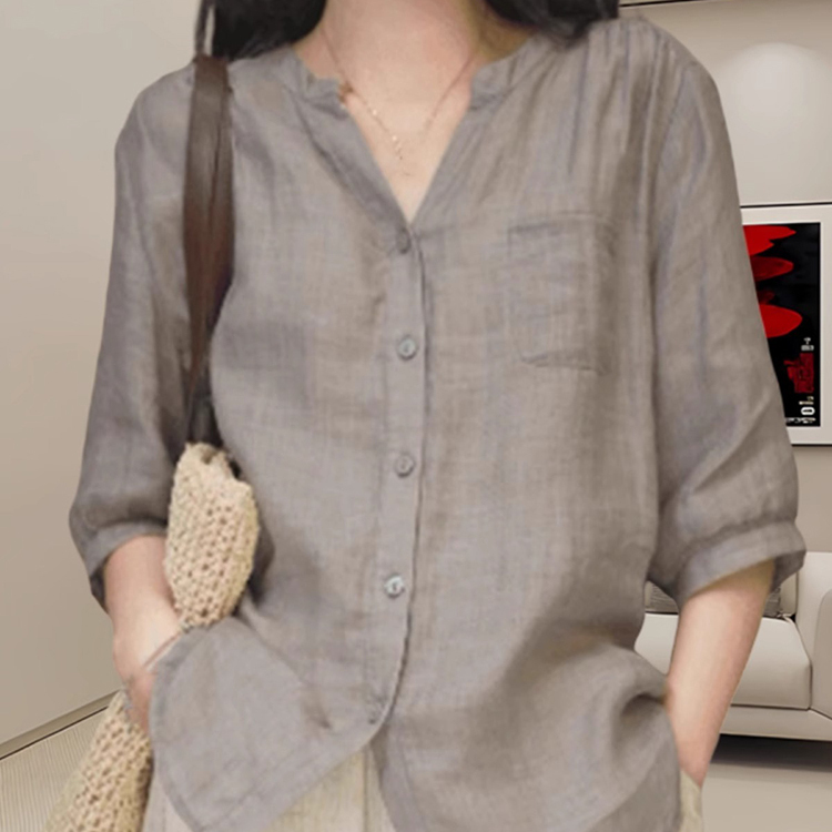 薄款女士短袖衬衫夏季新款设计感