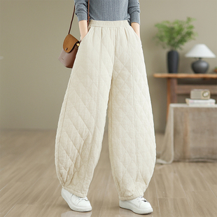 夹棉棉裤女款外穿休闲灯笼裤2026新款今年流行爆款裤子直筒阔腿裤