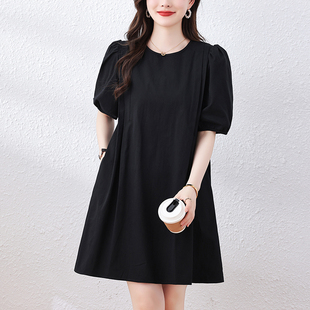 气质感黑色连衣裙女夏季2026新款超火减龄大码宽松十三行爆款裙子