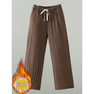 加绒夹棉妈妈休闲裤 大码 子2025冬季 女加厚东北防寒裤 外穿阔腿棉裤