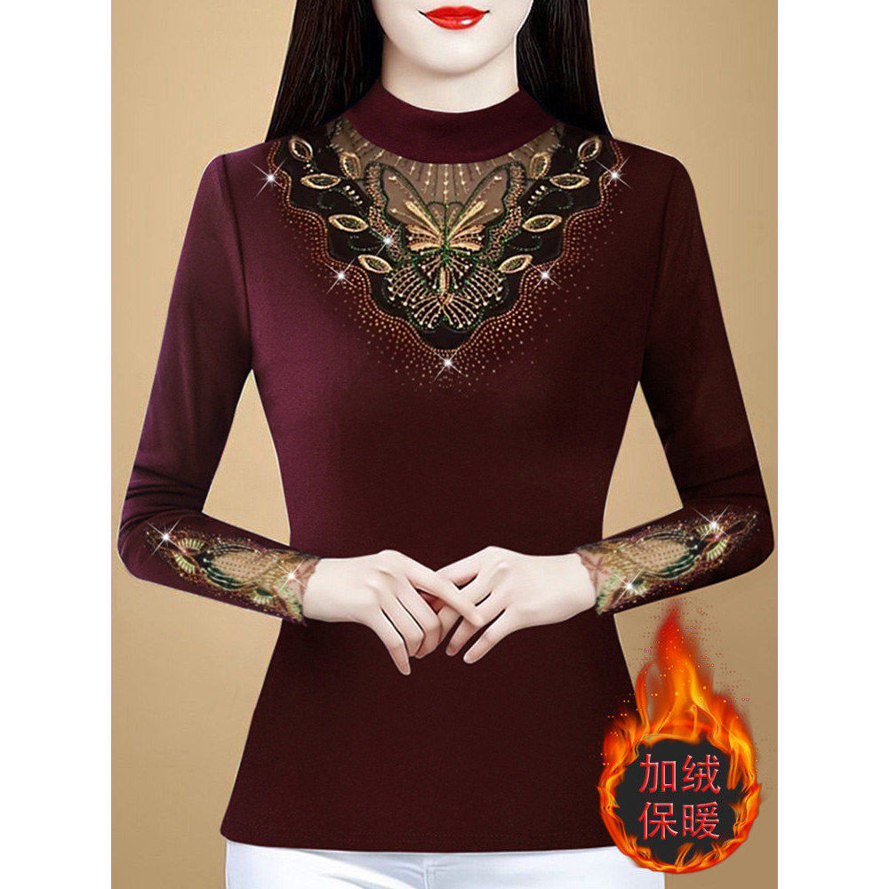 加绒高领网纱打底衫女秋冬内搭外穿2025新款义乌欧货大码胖mm上衣,女装/女士精品,T恤,淘宝优惠券,粉丝福利购,淘宝优惠卷