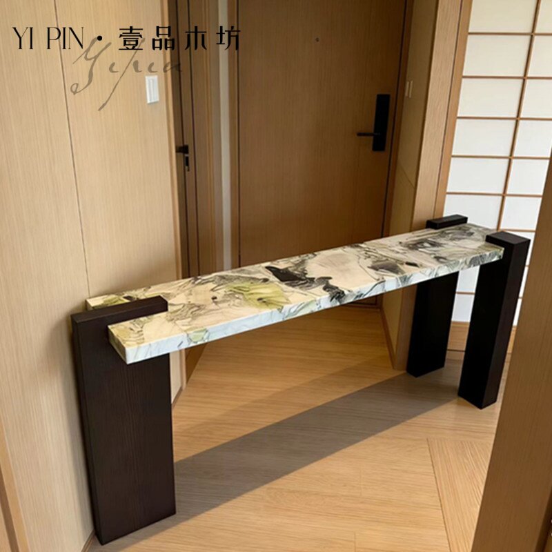 侘寂风实木玄关台入户门厅设计师图片