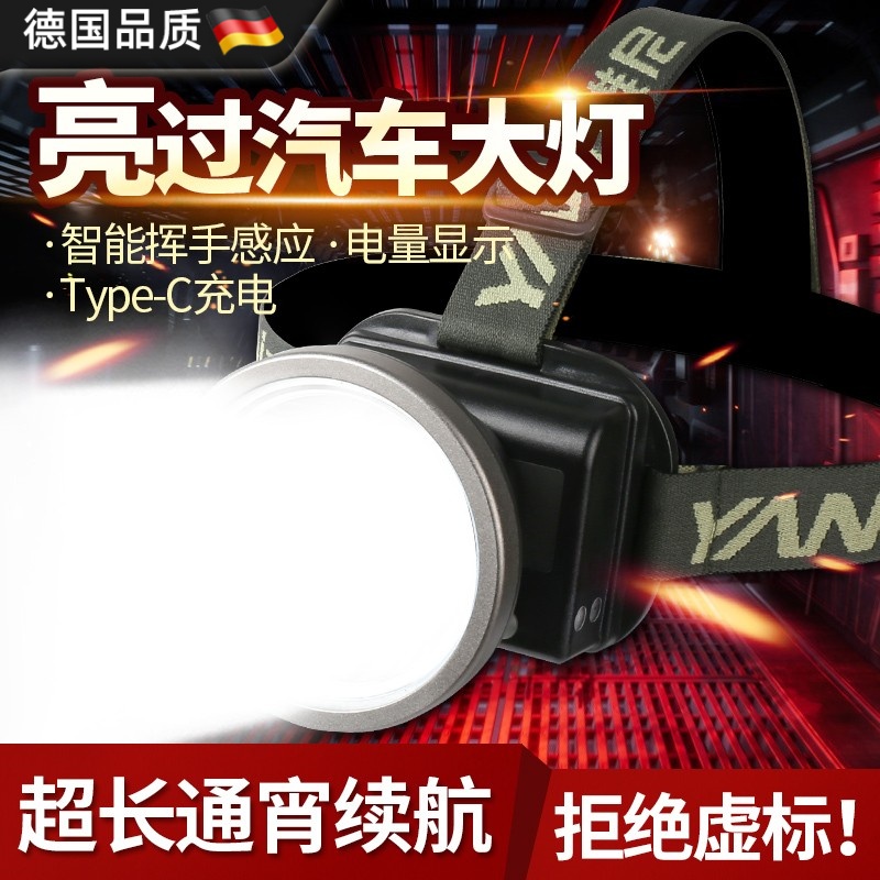 日本德国进口2025新款头灯强光充电超亮户外头戴式手电筒超长续航
