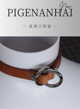 手工定制情调颈圈choker项链小众牛皮项圈颈套男女小狗puppy牵引