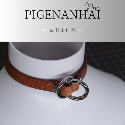 手工定制情调颈圈choker项链小众牛皮项圈颈套男女小狗puppy牵引