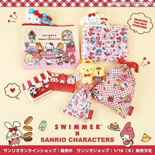 日本三丽鸥sanrio x swimmer联名小镜子梳子套装可爱少女风