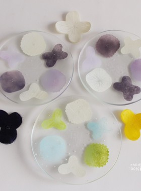 现货 日本作家 八木麻子 玻璃筷子架玻璃甜点盘紫色花朵