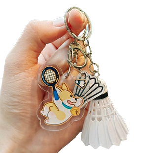 卡通柴犬羽毛球系列钥匙扣卡通可爱书包亚克力挂件情侣挂件男女生