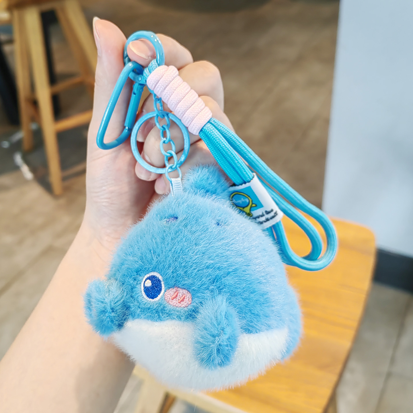 创意海洋动物毛绒公仔挂件可爱河豚娃娃玩偶钥匙扣包包小挂饰礼物