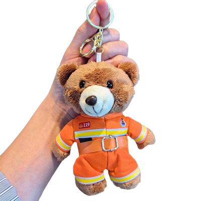 毛绒钥匙扣消防员小熊