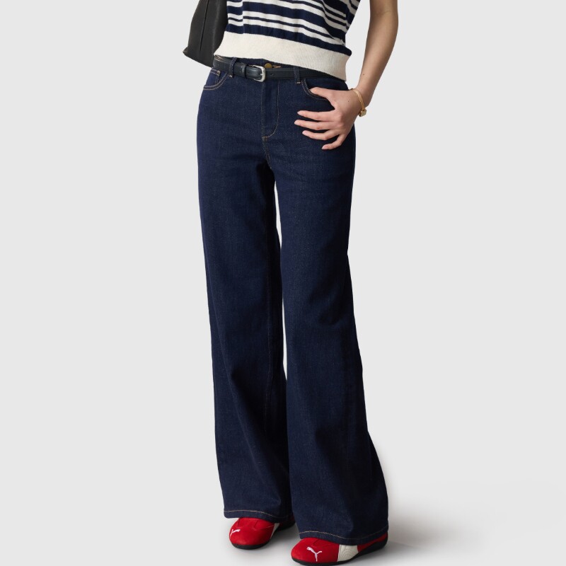 东方甄选牛仔裤子女款阔腿裤直筒裤蓝色白色宽松秋装早秋穿搭新款