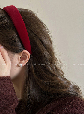 红色发箍女2024新款宽边压发洗脸头箍高级感洋气时尚头饰发卡头窟