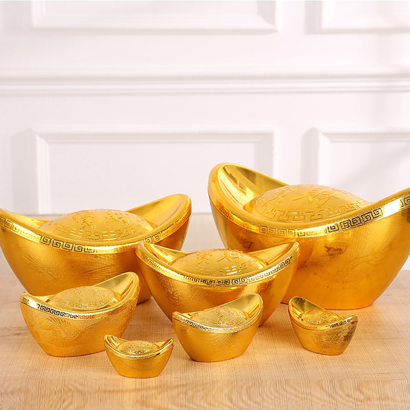 金元宝摆件招财家居春节新年乔迁装饰糖果盒仿真空心塑料元宝道具