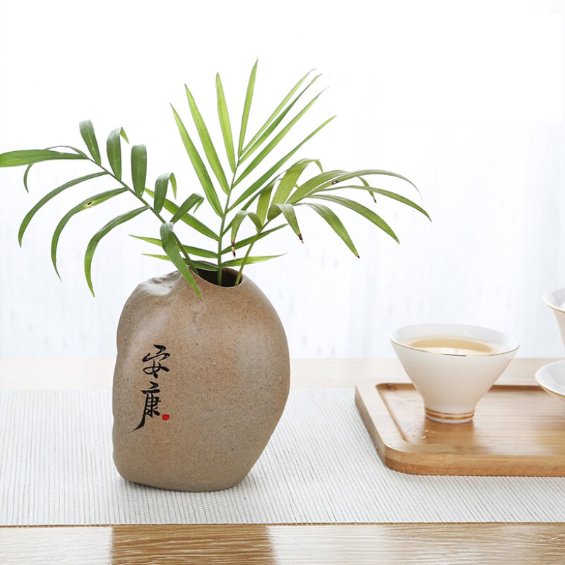 迷你水培花盆粗陶瓷小口径花瓶禅意花盆特小摆件茶几绿植装饰