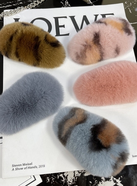 仿獭兔毛毛发卡毛发夹超大可爱毛绒发卡皮草毛毛刘海bb卡夹子