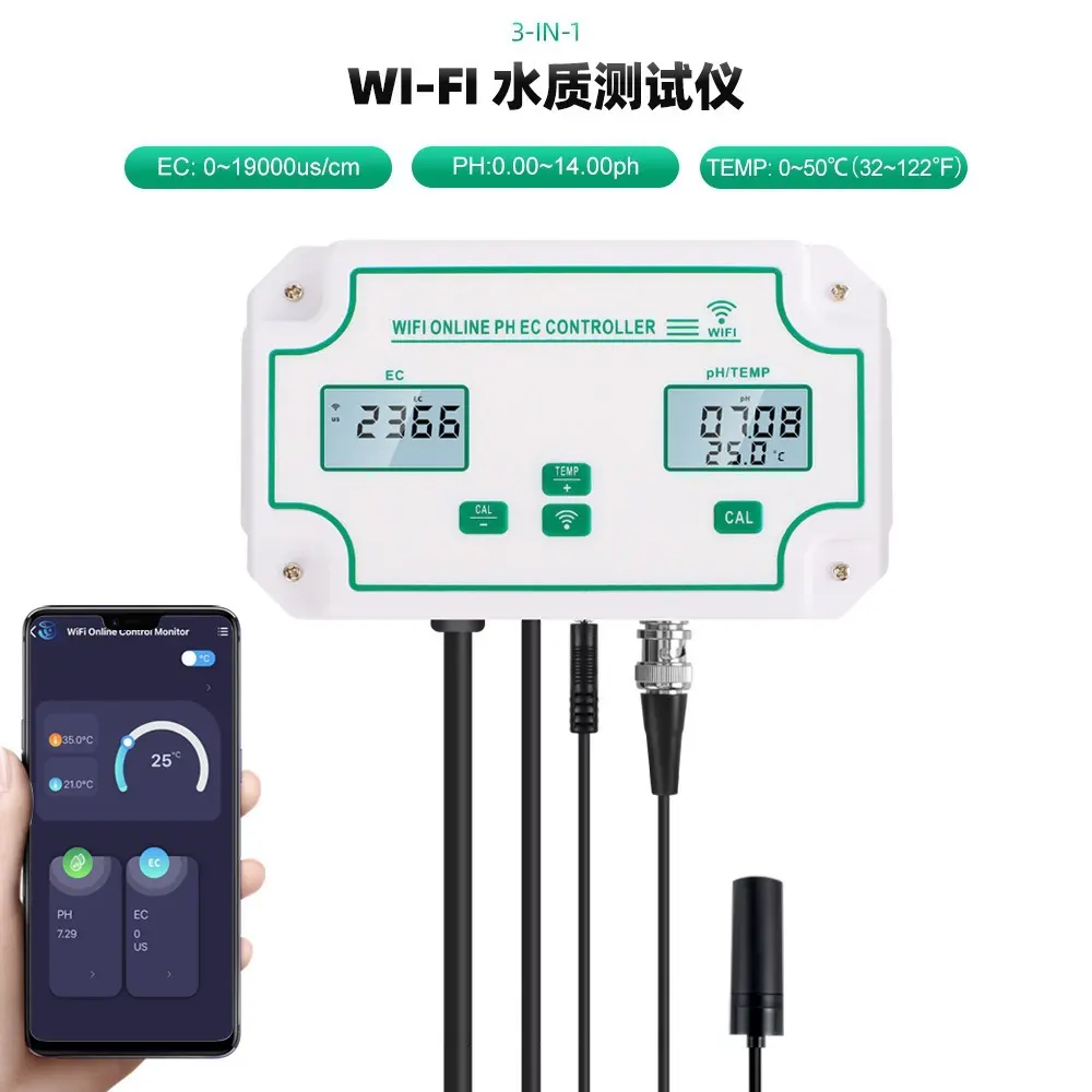 WiFi三合一PH/EC温度在线检测仪