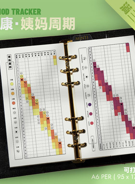 健康 | 姨妈周期Period可打印内页模版女性健康年记录打卡月经